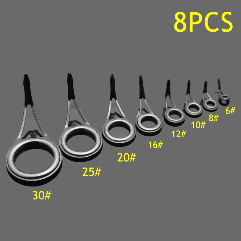 Fishing Rod Guide Replacement - 8 stuks hengelgeleiderringen, anti-frictie keramische hengeltopringen